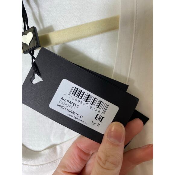 NWT Twinset Simona Barbeiri White Sleeveless Midi Dress Sz S - Picture 4 of 5